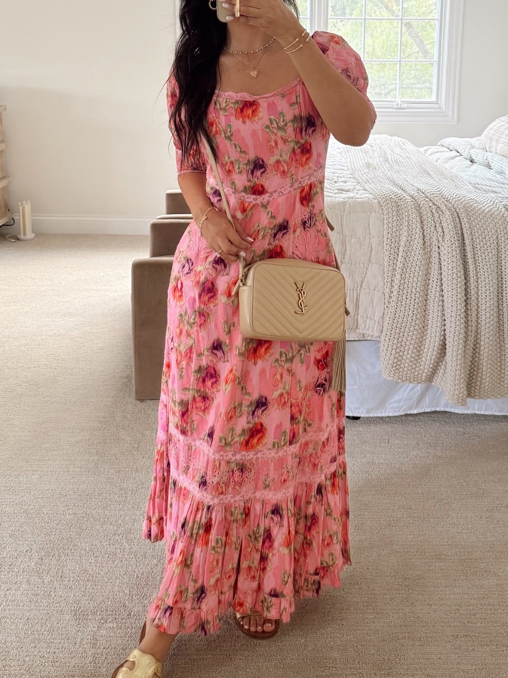 LoveShackFancy Dress Mariata Pink Floral